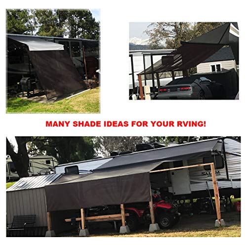 RV Sun Shade Screen for Awning - 9' X 19' 5'' Brown Mesh Sunshade Motorhome Camping Trailer UV Sunblocker Canopy Sunscreen - Shadeidea Offer 3 Years Warranty