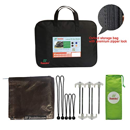 RV Sun Shade Screen for Awning - 9' X 19' 5'' Brown Mesh Sunshade Motorhome Camping Trailer UV Sunblocker Canopy Sunscreen - Shadeidea Offer 3 Years Warranty