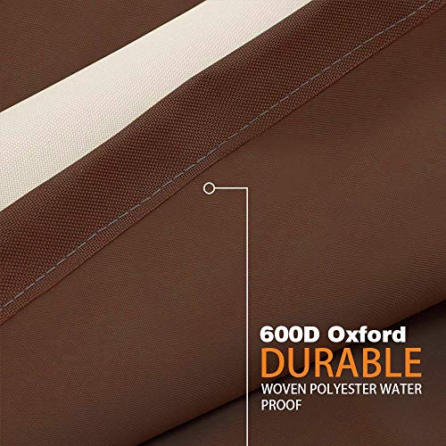 Vailge 2-Seater Heavy Duty Patio Deep Bench Loveseat Cover, 100% Waterproof Outdoor Deep Sofa Cover, Lawn Patio Furniture Covers with Air Vent, Small (Deep), Beige & Brown