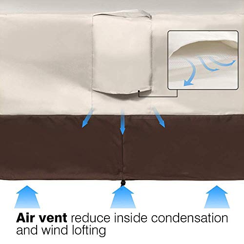 Vailge 2-Seater Heavy Duty Patio Deep Bench Loveseat Cover, 100% Waterproof Outdoor Deep Sofa Cover, Lawn Patio Furniture Covers with Air Vent, Small (Deep), Beige & Brown