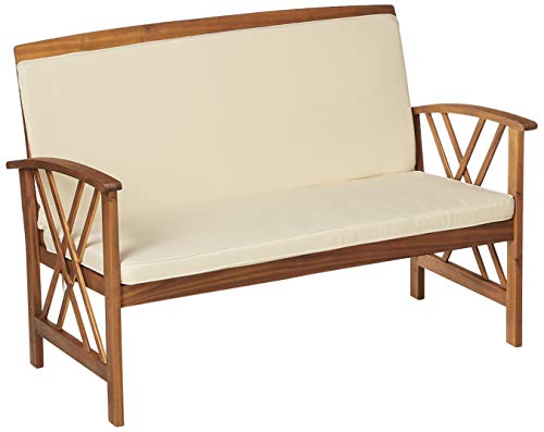SAFAVIEH Outdoor Collection Fontana Natural/ Beige 4-Piece Conversation Patio Set with Cushions