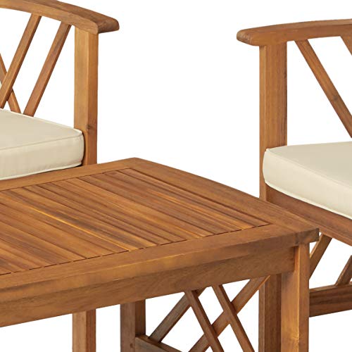 SAFAVIEH Outdoor Collection Fontana Natural/ Beige 4-Piece Conversation Patio Set with Cushions