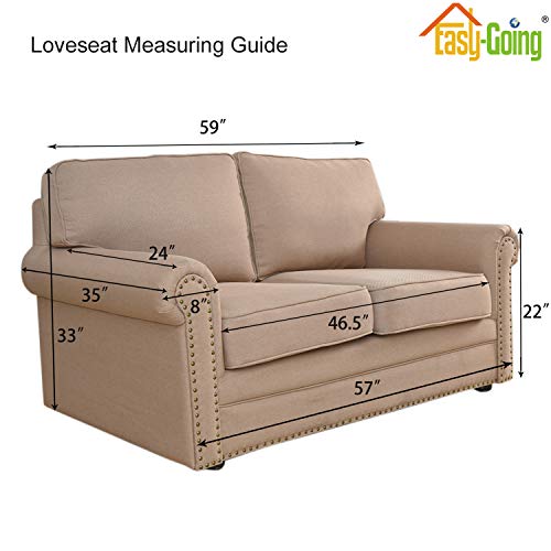 Easy-Going Stretch Loveseat Slipcover 1-Piece Sofa Cover Furniture Protector Couch Soft with Elastic Bottom for Kids Polyester Spandex Jacquard Fabric Small Checks (Loveseat, Peacock Blue)