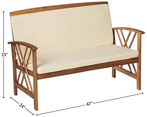 SAFAVIEH Outdoor Collection Fontana Natural/ Beige 4-Piece Conversation Patio Set with Cushions