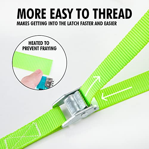 Cartman 1" x 12'Lashing Straps Cargo Tie-Down Strap Up to 600lbs, 6pk in Carry Bag, Green