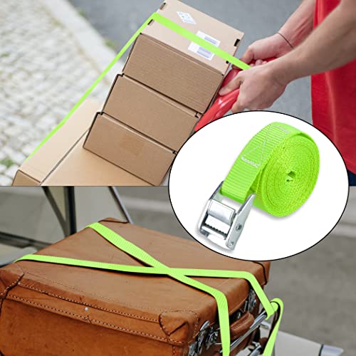 Cartman 1" x 12'Lashing Straps Cargo Tie-Down Strap Up to 600lbs, 6pk in Carry Bag, Green