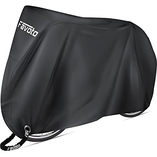 Favoto Bike Cover Waterproof Outdoor Bicycle Cover Thicken Oxford 29 Inch Windproof Snow Rustproof with Lock Hole Storage Bag for Mountain Road Bike City Bike Beach Cruiser Bike, Black