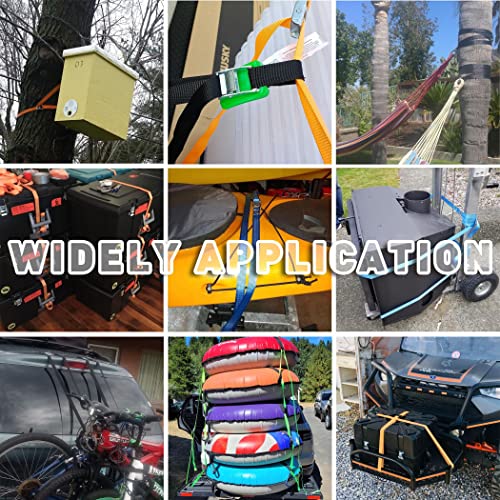 Cartman 1" x 12'Lashing Straps Cargo Tie-Down Strap Up to 600lbs, 6pk in Carry Bag, Green