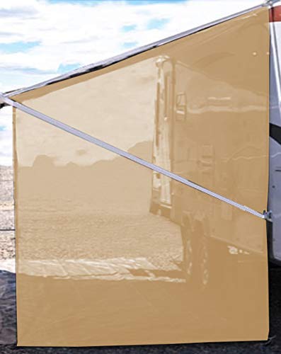 Tentproinc RV Awning Side Shade Screen 9'X7' - Beige Mesh Screen Sunshade Complete Kits Camping Trailer Canopy UV Sun Blocker - 3 Year Warranty