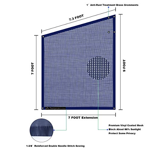 Tentproinc RV Awning Sunshade Screen ● Navy Blue Mesh Sun Shade ● Block Sunshine from Patio Side Direction ● Motorhome Camping Trailer UV Sunblocker ● Canopy Sunscreen-3 Years Lasting