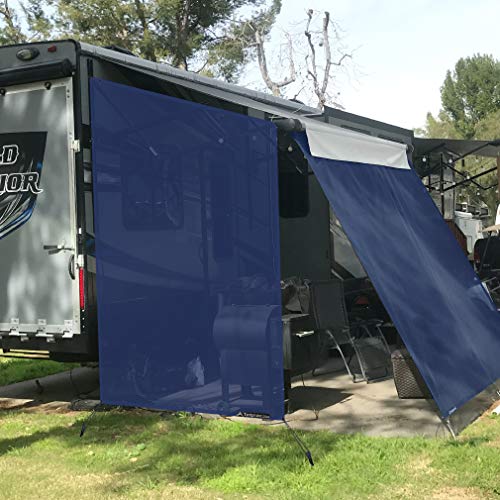 Tentproinc RV Awning Sunshade Screen ● Navy Blue Mesh Sun Shade ● Block Sunshine from Patio Side Direction ● Motorhome Camping Trailer UV Sunblocker ● Canopy Sunscreen-3 Years Lasting