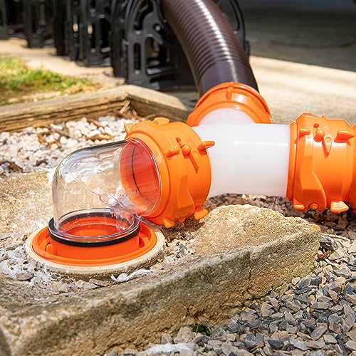 Camco RhinoFLEX RV Wye Sewer Hose Fitting with 360 Degree Swivel Ends | Allows for Two Sewer Hoses to Connect to the Same Dump Station | Ideal for Motorhomes (39812), Orange