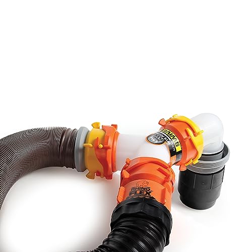 Camco RhinoFLEX RV Wye Sewer Hose Fitting with 360 Degree Swivel Ends | Allows for Two Sewer Hoses to Connect to the Same Dump Station | Ideal for Motorhomes (39812), Orange