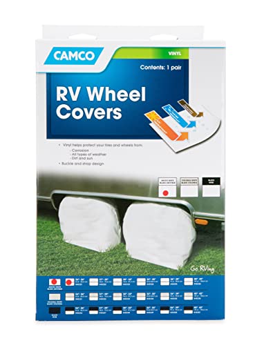 Camco 45321 Vinyl Wheel & Tire Protector, 2 pack (24 inches-26 inches , White)