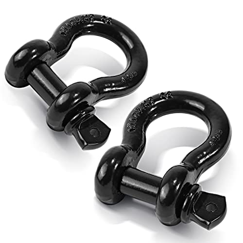 Ohuhu D Ring Shackles 3/4" 2 Pack, D Shackle Rugged 28.5 Ton (57,000 lbs) Maximum Break Strength, 4.75 Ton (9,500 Lbs) Capacity