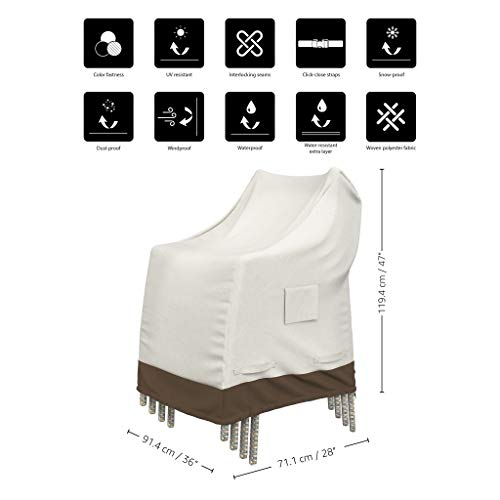 Amazon Basics Outdoor Stackable-Chair Patio Furniture Cover, Beige + Tan