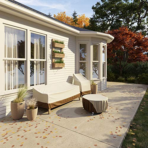 Amazon Basics Outdoor Stackable-Chair Patio Furniture Cover, Beige + Tan