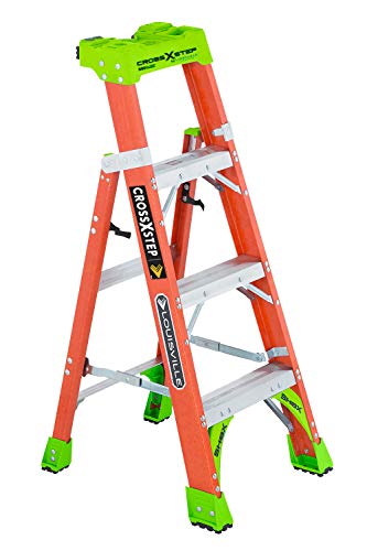 Louisville Ladder FXS1504 Cross Step/Shelf Ladder, 4-feet, Orange