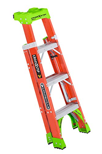 Louisville Ladder FXS1504 Cross Step/Shelf Ladder, 4-feet, Orange