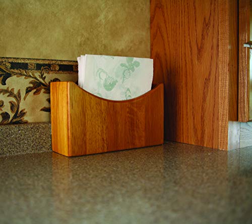 Camco Oak Accents Wall Organizer- Mountable Organizer Stores Tablets, Magazines, Books, Headphones and More, Easy Set Up - Oak Wood Finish (43483)