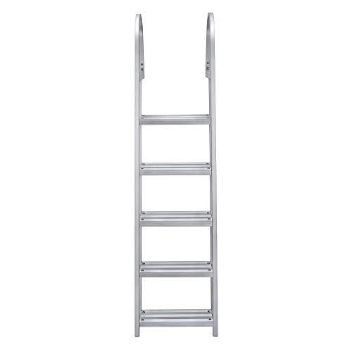 RecPro 5 Step Removable Boarding Boat Ladder | AL-A5 | Marine Pontoon Boat Dock | Heavy Duty Aluminum