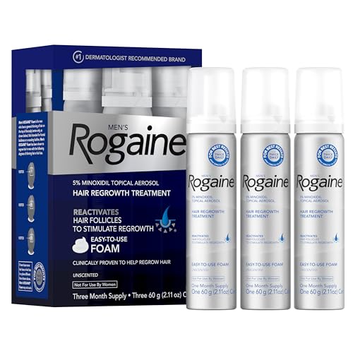 Men's Rogaine 5% Minoxidil Foam for Hair Loss and Hair Regrowth, Topical Treatment for Thinning Hair, 3-Month Supply, 2.11 Ounce (Pack of 3)