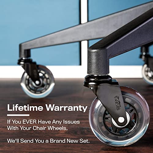 The Original Office Chair Caster Wheels Rollerblade Style (Set of 5), Safe for All Floors & Hardwood, Replacement for Desk Floor Mat, Universal Fit