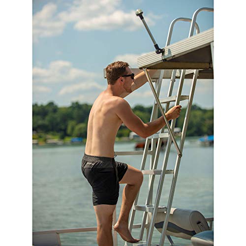 RecPro 5 Step Removable Boarding Boat Ladder | AL-A5 | Marine Pontoon Boat Dock | Heavy Duty Aluminum
