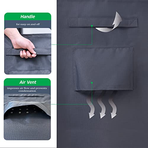 F&J Outdoors Patio Table and Chair Covers, Outdoor Furniture Cover with 600D Durable Waterproof UV Resistant Fabric, Fits Large Rectangular/Oval Furniture Set, Grey, 108" Wx 82" D x 27.5" H