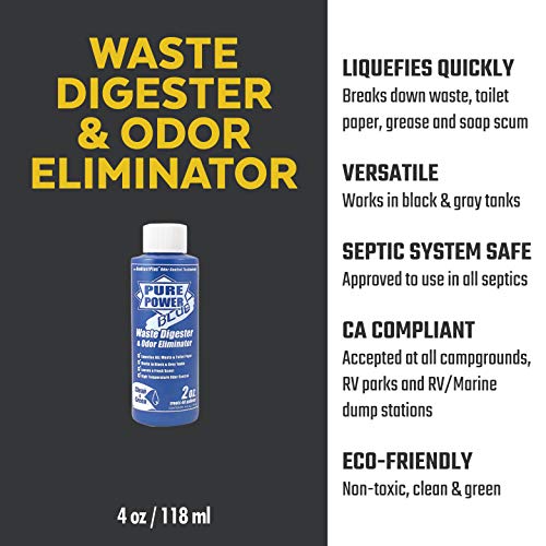 Valterra V23017 'Pure Power Blue' Waste Digester and Odor Eliminator - 4 oz. Bottle, (Pack of 6)
