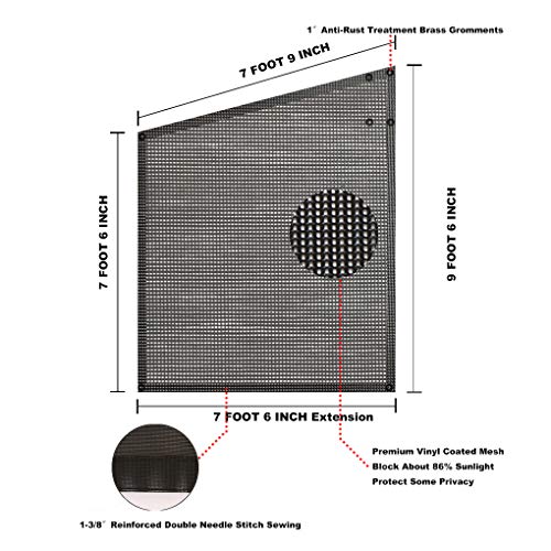 Shadeidea RV Awning Sun Shade Screen for Side Panel - 9' 6'' X 7' 6'' -Black Mesh Sunshade Motorhome Camping Trailer UV Sunblocker Canopy Sunscreen - Offer 3 Year Warranty