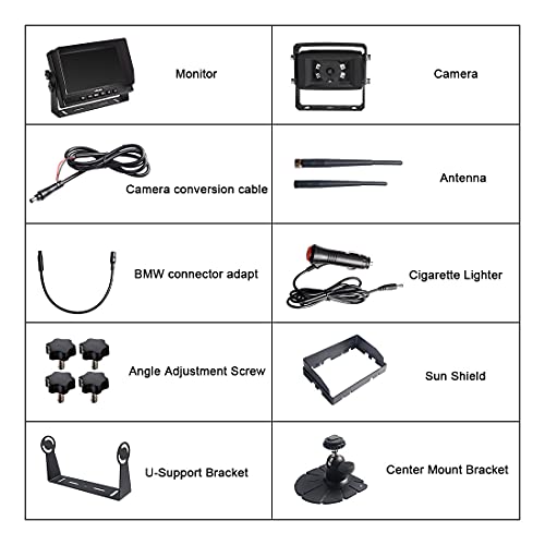 Haloview MC7108 Wireless RV Backup Camera System 7'' Monitor Built in DVR Rear View Camera with Infrared Night Vision and Wide Viewing Angle for Truck/Trailer/RV/Pickups/Camping Car/Van/Farm