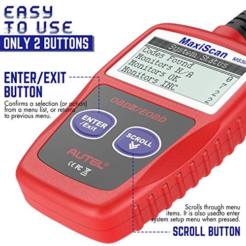 Autel OBD2 Scanner MS309 Universal Car Engine Fault Code Reader, Check Engine Light and Emission Monitor Status, OBDII CAN Diagnostic Scan Tool