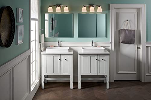 KOHLER CB-CLC3026FS CLC Flat 30" W x 26" H Two Medicine Cabinet with Mirrored Doors, Beveled Edges, 30x26x5 inches, Anodized Aluminum