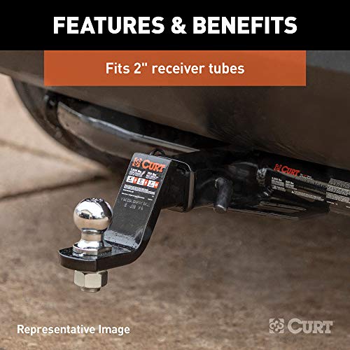 CURT 45056 Trailer Hitch Mount with 2-Inch Ball & Pin, Fits 2-In Receiver, 7,500 lbs, 4-Inch Drop
