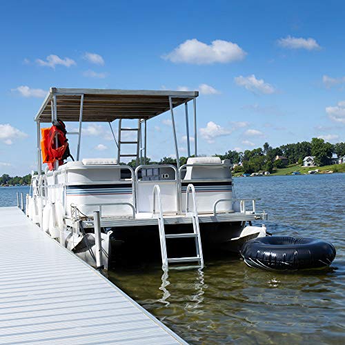 RecPro Marine Pontoon Boat Dock Heavy Duty Aluminum 4 Step Removable Boarding Ladder AL-A4