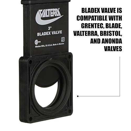 Valterra-T1003VPM Bladex 3-Inch Waste Valve Body with Metal Handle, Mess-Free Waste Valve for RV's, Campers, Trailers, Black