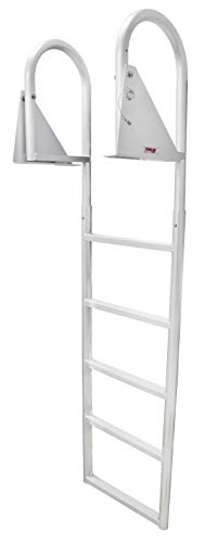 Extreme Max 3005.3476 Heavy-Duty Aluminum Flip-Up Dock Ladder with Comfort Use Round Tube Frame and 21" Wide Steps - 5-Step, 300 lbs. Weight Capacity