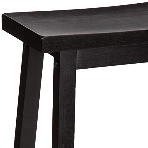 Amazon Basics Solid Wood Saddle-Seat Kitchen Counter Barstool, 29-Inch Height, Black - Set of 2