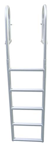 Extreme Max 3005.3476 Heavy-Duty Aluminum Flip-Up Dock Ladder with Comfort Use Round Tube Frame and 21" Wide Steps - 5-Step, 300 lbs. Weight Capacity