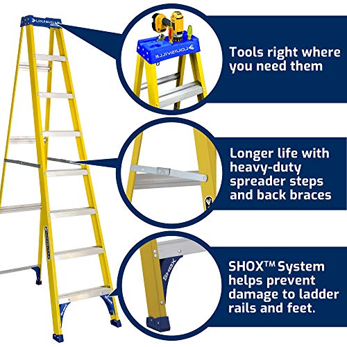 Louisville Ladder FS2008 Step Ladder, 8-Feet/250lb, Yellow