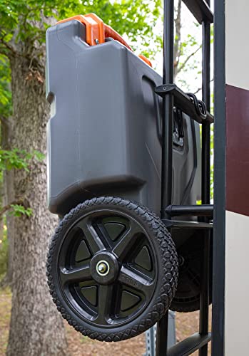 Camco Rhino 15-Gallon Portable RV Tote Tank | Features Heavy-Duty No-Flat Wheels, Removable Steel Tow Adapter, and Low Drain Hole (39000) Gray