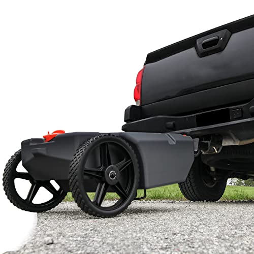 Camco Rhino 15-Gallon Portable RV Tote Tank | Features Heavy-Duty No-Flat Wheels, Removable Steel Tow Adapter, and Low Drain Hole (39000) Gray