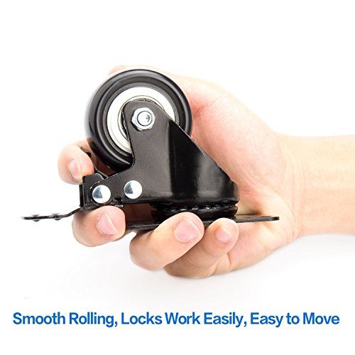 2" Swivel Caster Wheels with Safety Dual Locking and Polyurethane Foam No Noise Wheels, Heavy Duty - 150 Lbs Per Caster (Pack of 4)