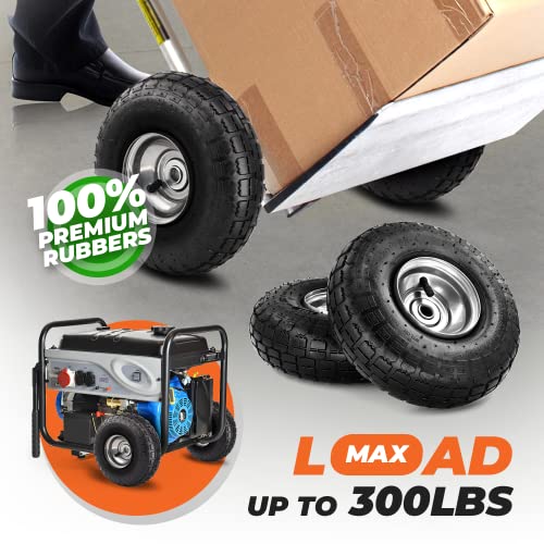 10" Heavy Duty 4.10/3.50-4 Tire - Dolly Wheels and Hand Truck Wheels Replacement - 4.10 3.50-4 Tire and Wheel for Gorilla Cart, Generator, Lawn Mower, Garden Wagon. 5/8" Axle Borehole (2 Pack) Ram-Pro