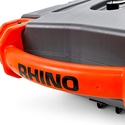 Camco Rhino 15-Gallon Portable RV Tote Tank | Features Heavy-Duty No-Flat Wheels, Removable Steel Tow Adapter, and Low Drain Hole (39000) Gray
