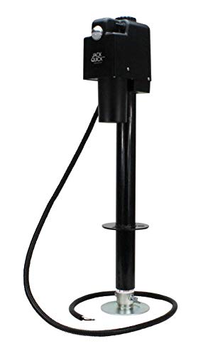 Quick Products JQ-3500B Power A-Frame Electric Tongue Jack with LED Work Light and Permanent Ground Wiring for Camper Trailer, RV - 3,650 lbs. Capacity (Higher then Standard 3,500 lbs. Jack!), Black