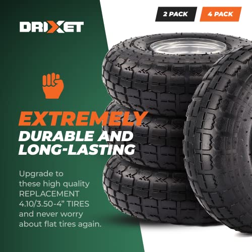 10" Heavy Duty 4.10/3.50-4 Tire - Dolly Wheels and Hand Truck Wheels Replacement - 4.10 3.50-4 Tire and Wheel for Gorilla Cart, Generator, Lawn Mower, Garden Wagon. 5/8" Axle Borehole (2 Pack) Ram-Pro