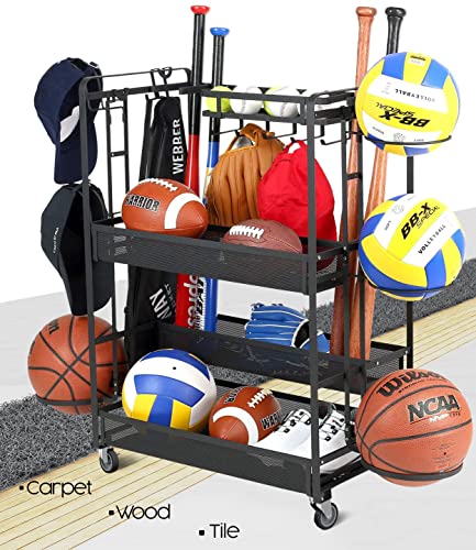 Houseables Caster Wheels, Casters, Set of 4, 3 Inch, (Screw Diameter 3/8"-16, Length 1.5"), Rubber, Heavy Duty, Threaded Stem Mount Industrial Castors, Locking Metal Swivel Wheel, for Furniture, Cart