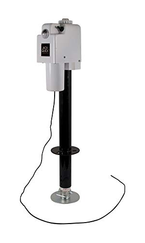 Quick Products JQ-3500W Power A-Frame Electric Tongue Jack with LED Work Light and Permanent Ground Wiring for Camper Trailer, RV - 3,650 lbs. Capacity (Higher then Standard 3,500 lbs. Jack!), White